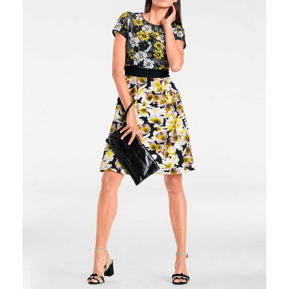 Designer-Prinzesskleid schwarz-gelb