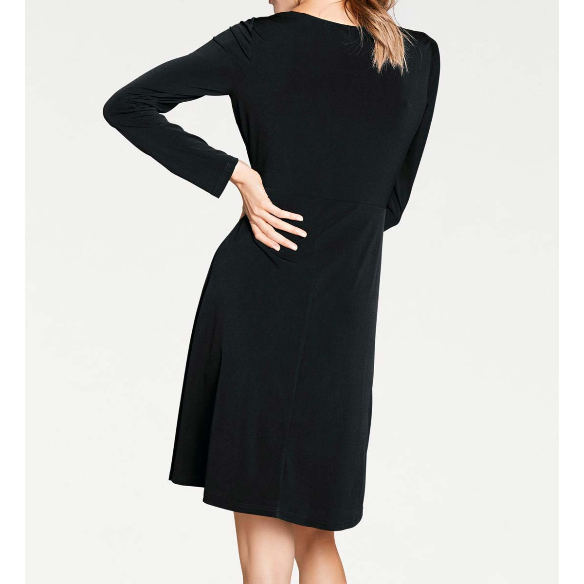 Designer-Jerseykleid schwarz-ecru