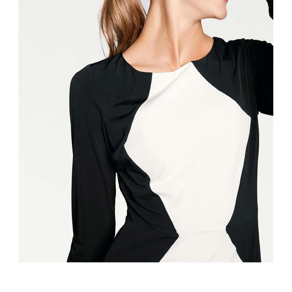Designer-Jerseykleid schwarz-ecru