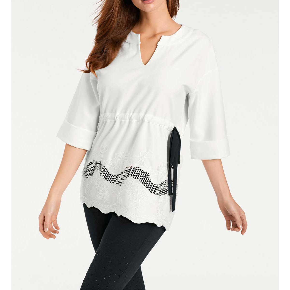 Designer-Tunikashirt m. Stickerei offwhite