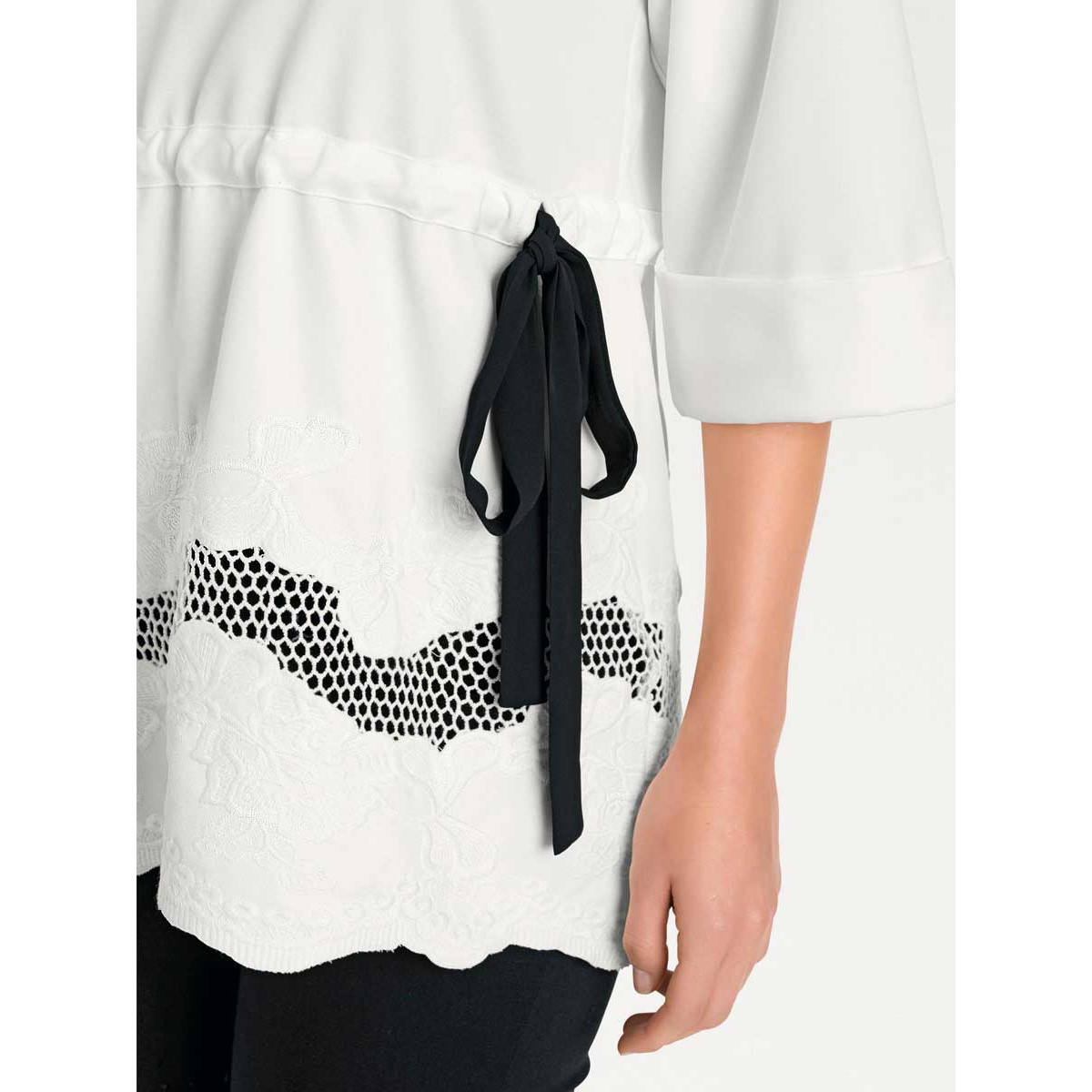 Designer-Tunikashirt m. Stickerei offwhite