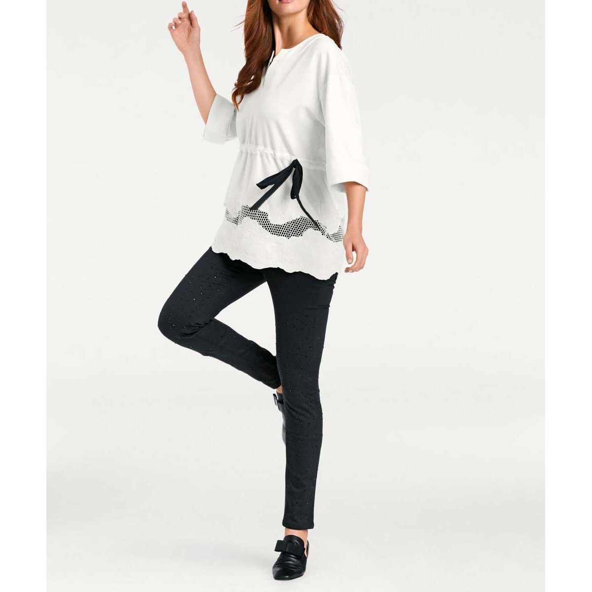 Designer-Tunikashirt m. Stickerei offwhite
