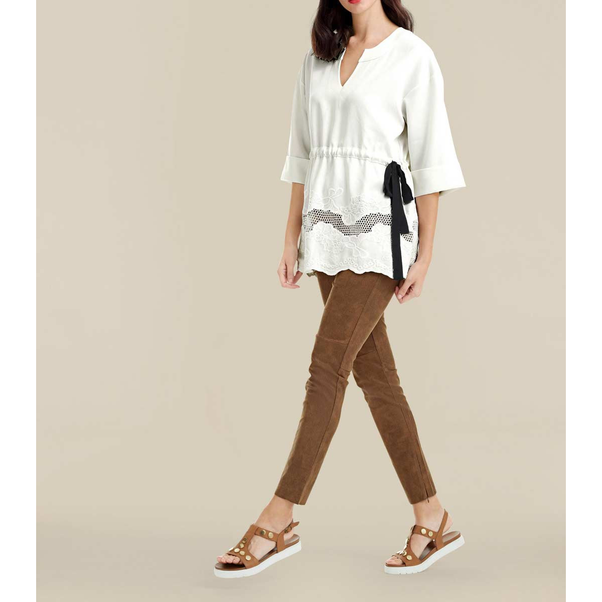 Designer-Tunikashirt m. Stickerei offwhite
