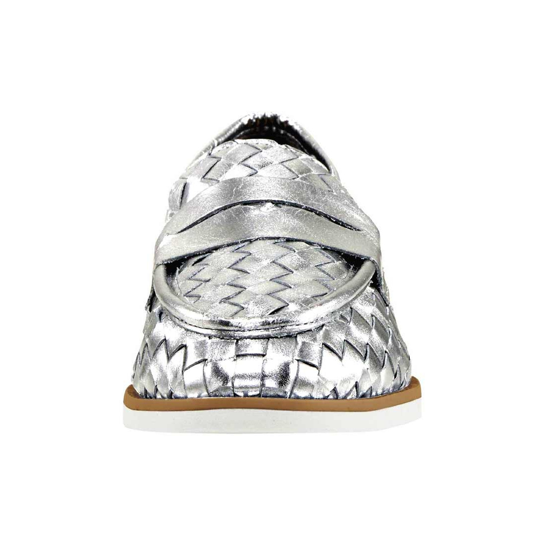 Marken-Lederslipper silberfarben