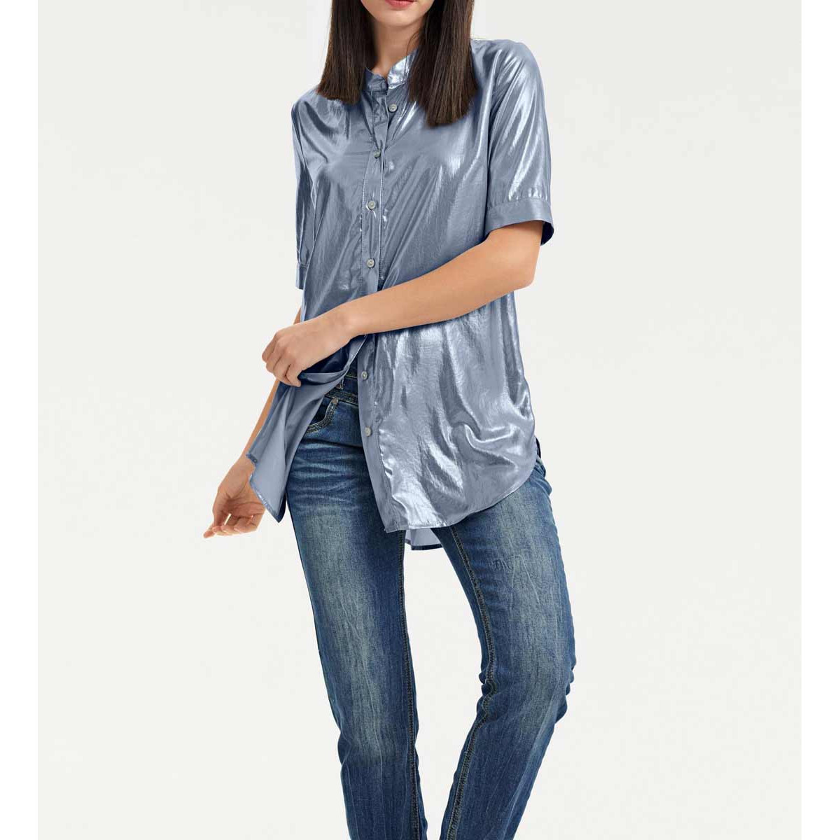Longbluse blau