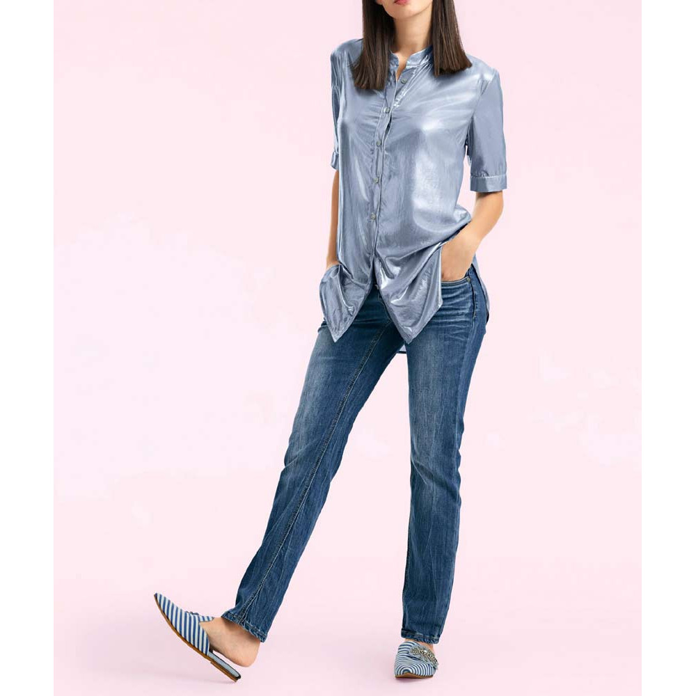 Longbluse blau