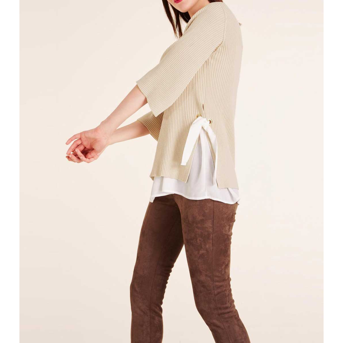 Designer-Pullover-2-in-1 beige-ecru