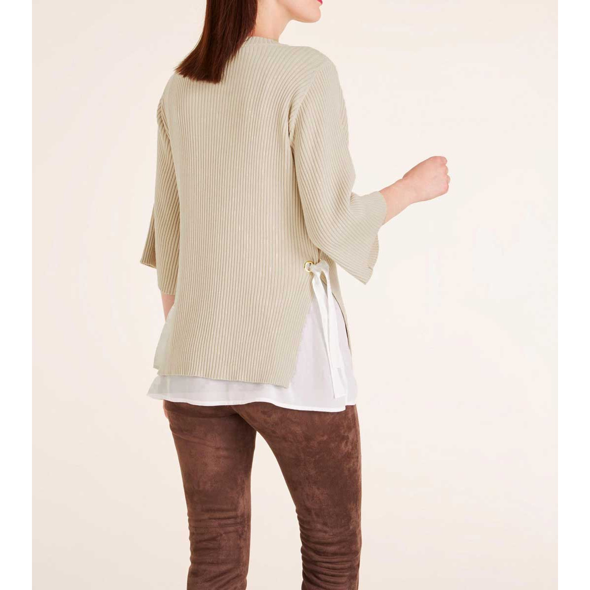Designer-Pullover-2-in-1 beige-ecru
