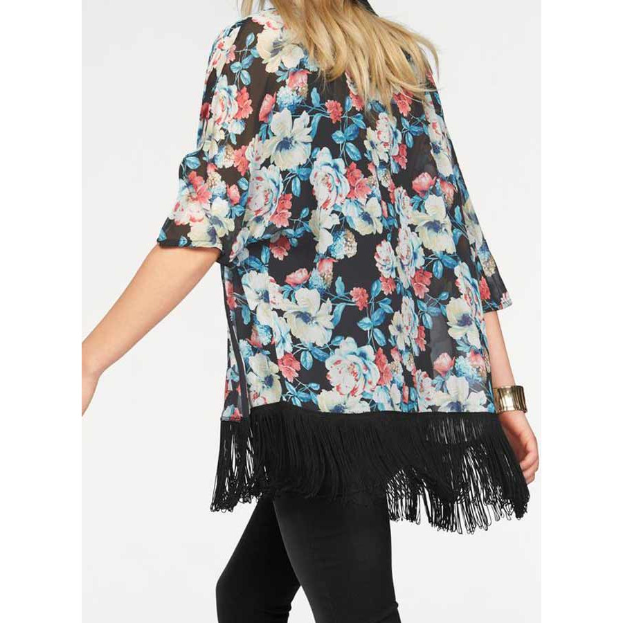 Kimonobluse schwarz-bunt