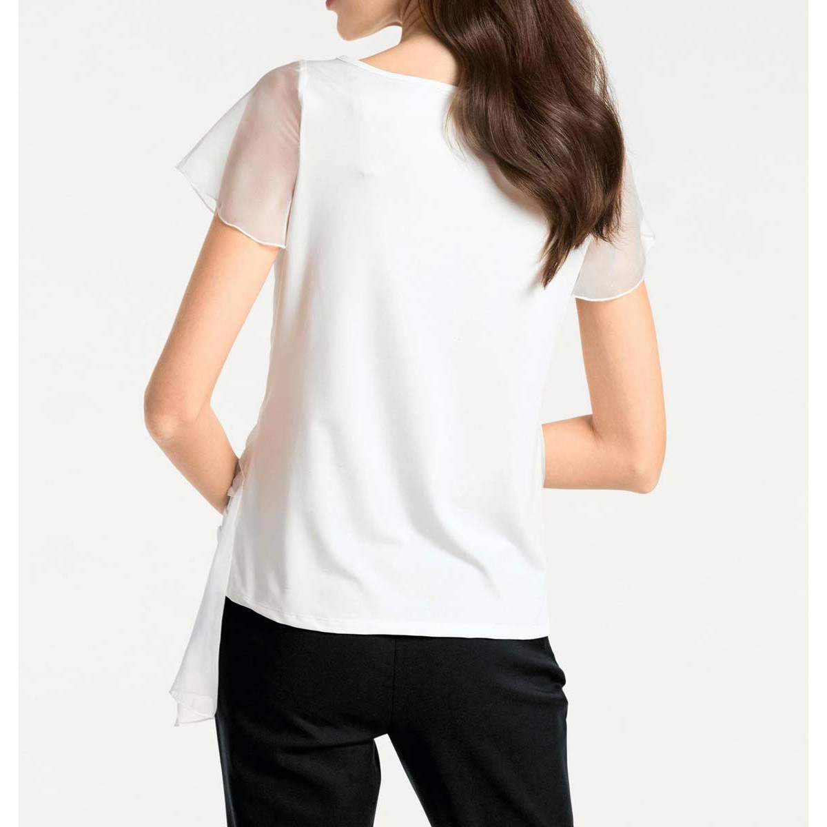 Designer-Shirt m. Pailletten weiß