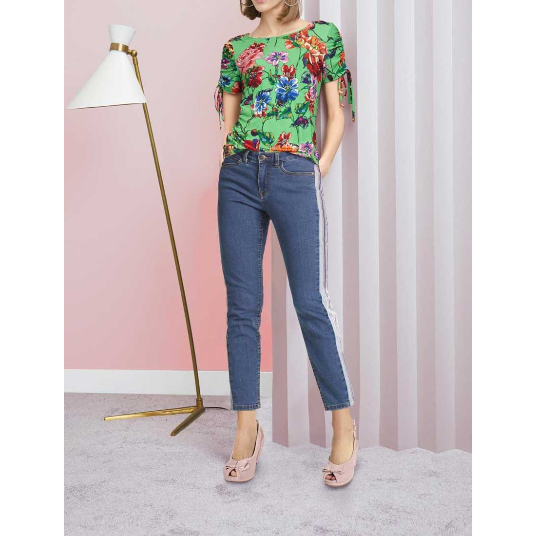 Designer-Druckshirt grün-bunt