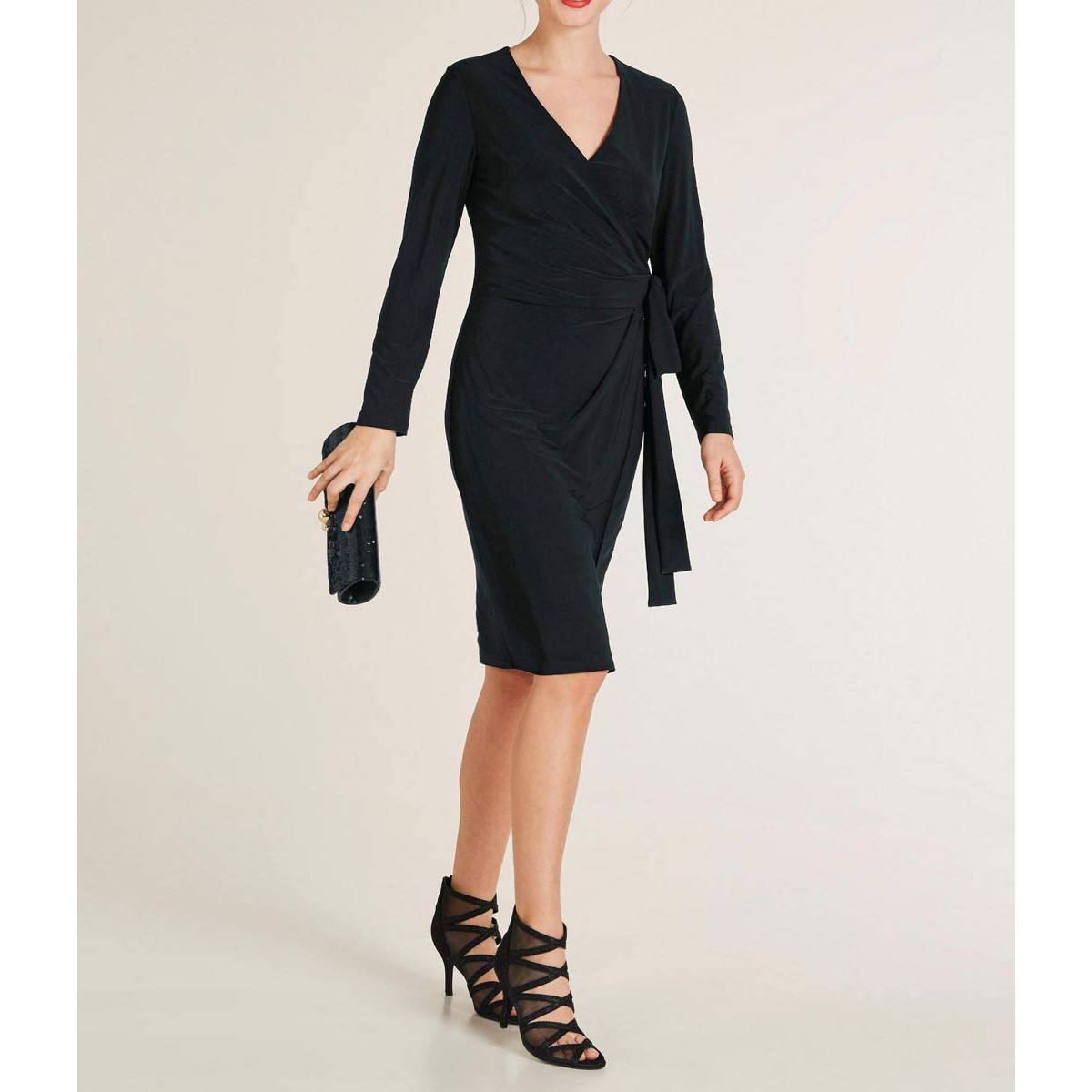 Designer-Wickelkleid schwarz