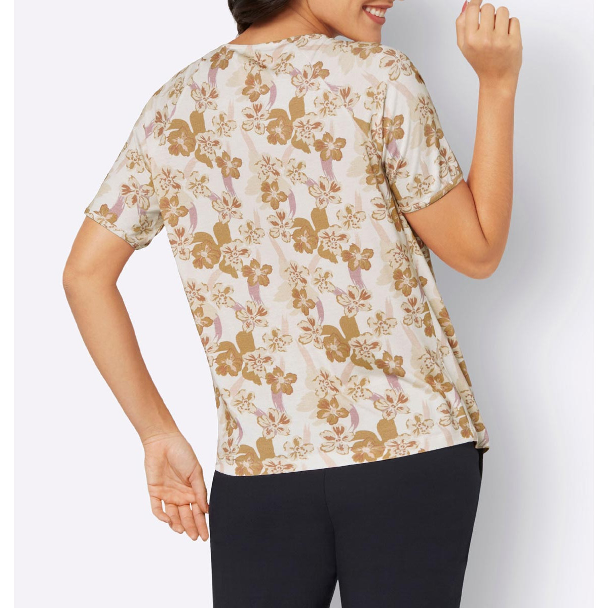 Druckshirt m. Falten champagner-rosenholz