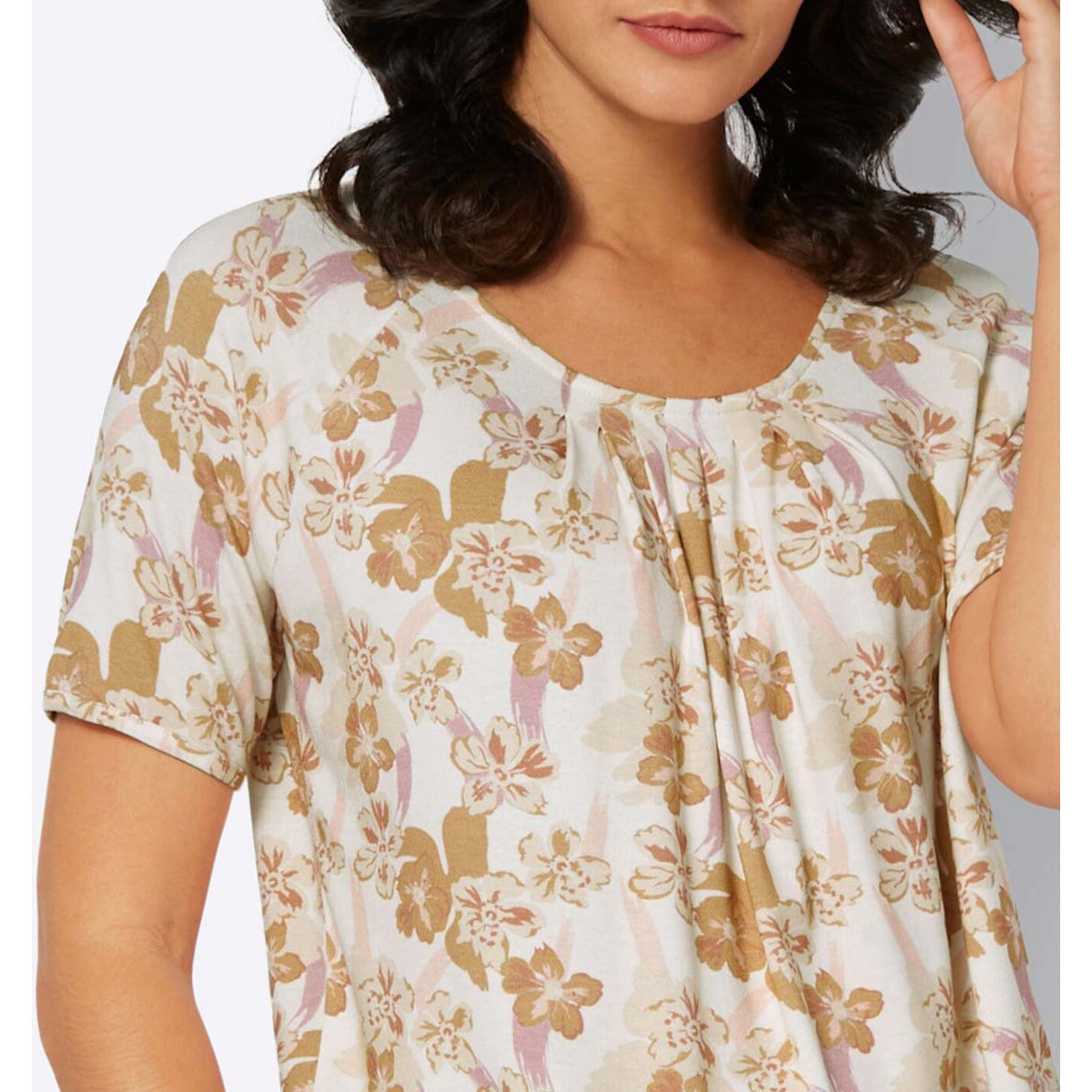 Druckshirt m. Falten champagner-rosenholz