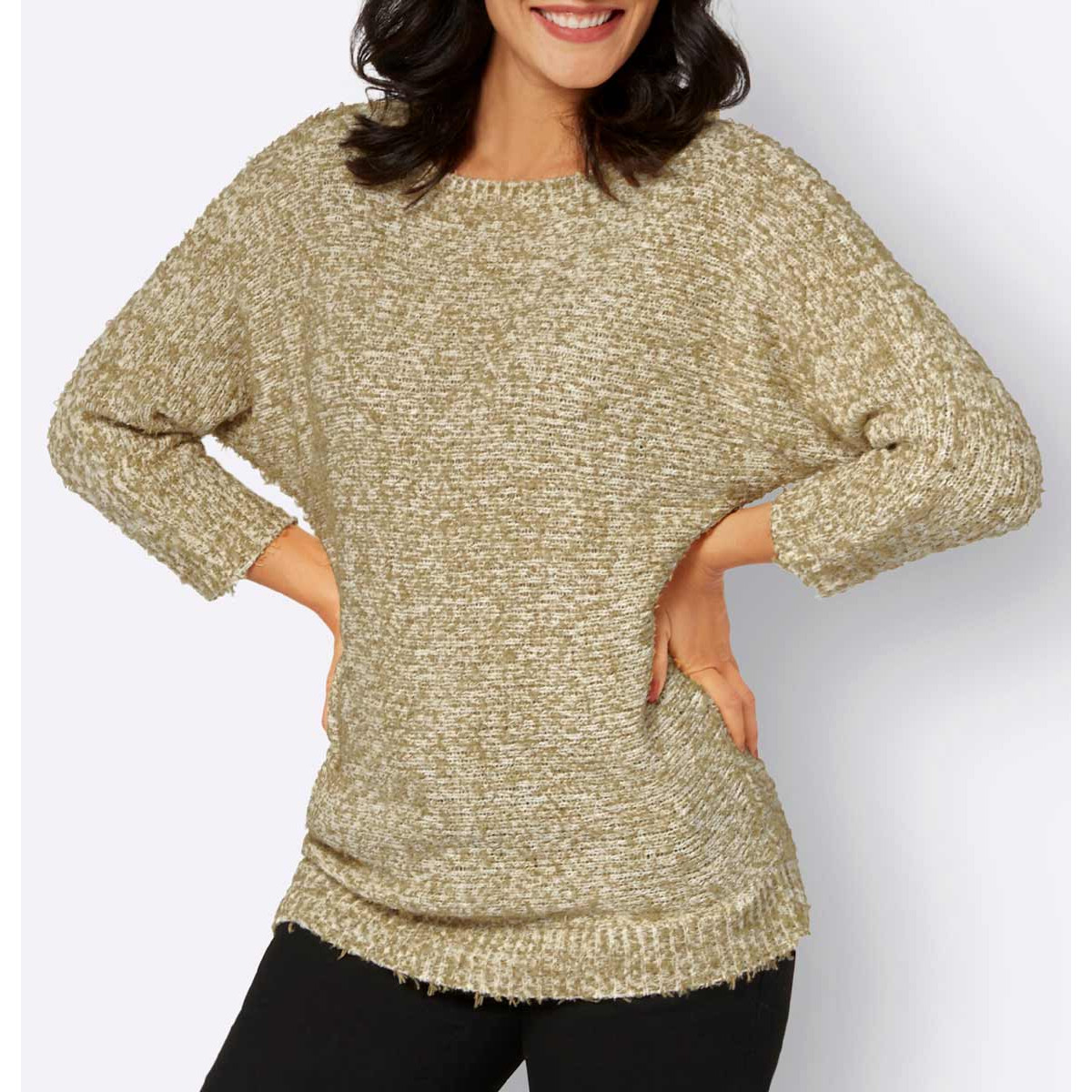 Bändchengarn-Pullover camel-champagner