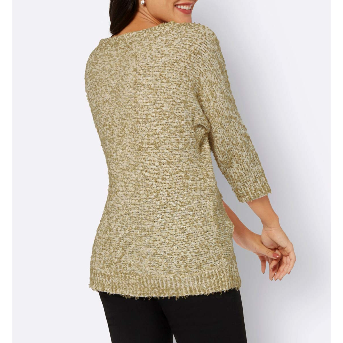Bändchengarn-Pullover camel-champagner