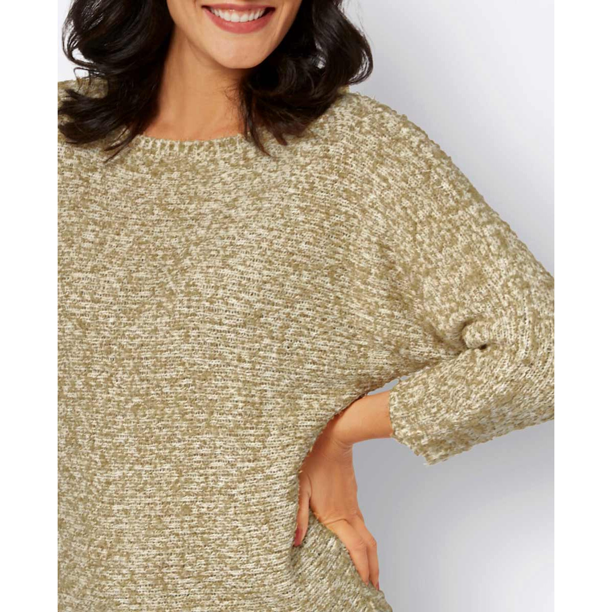 Bändchengarn-Pullover camel-champagner