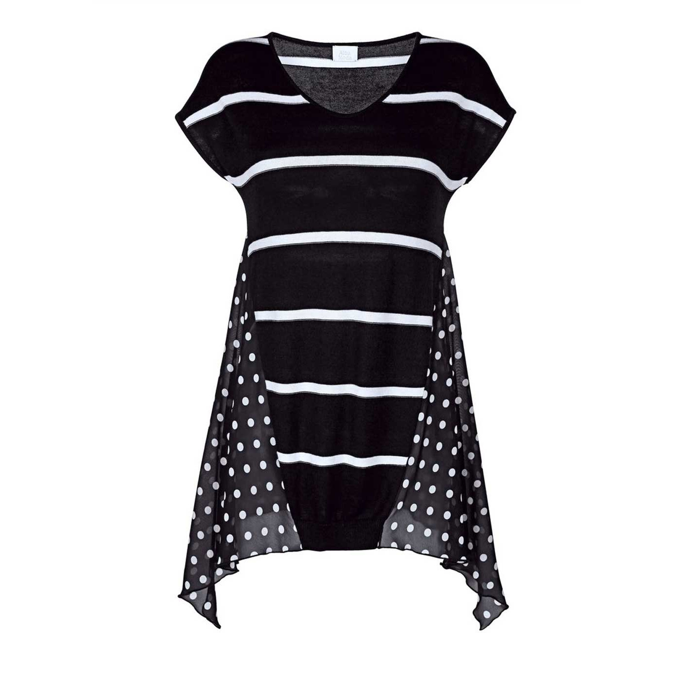 Sweatshirt with chiffon black-white