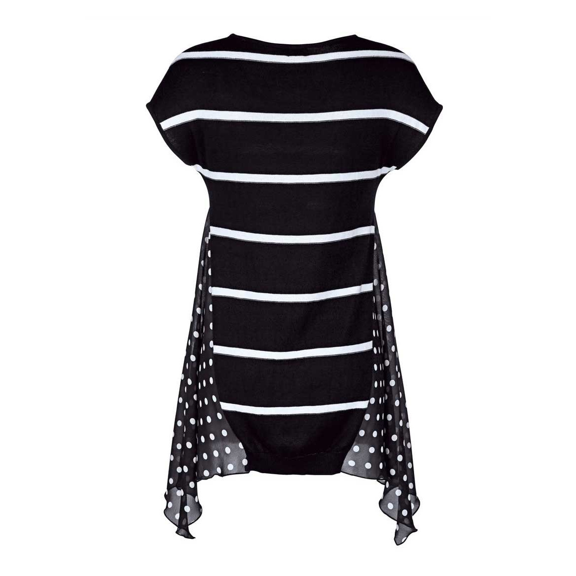 Sweatshirt with chiffon black-white
