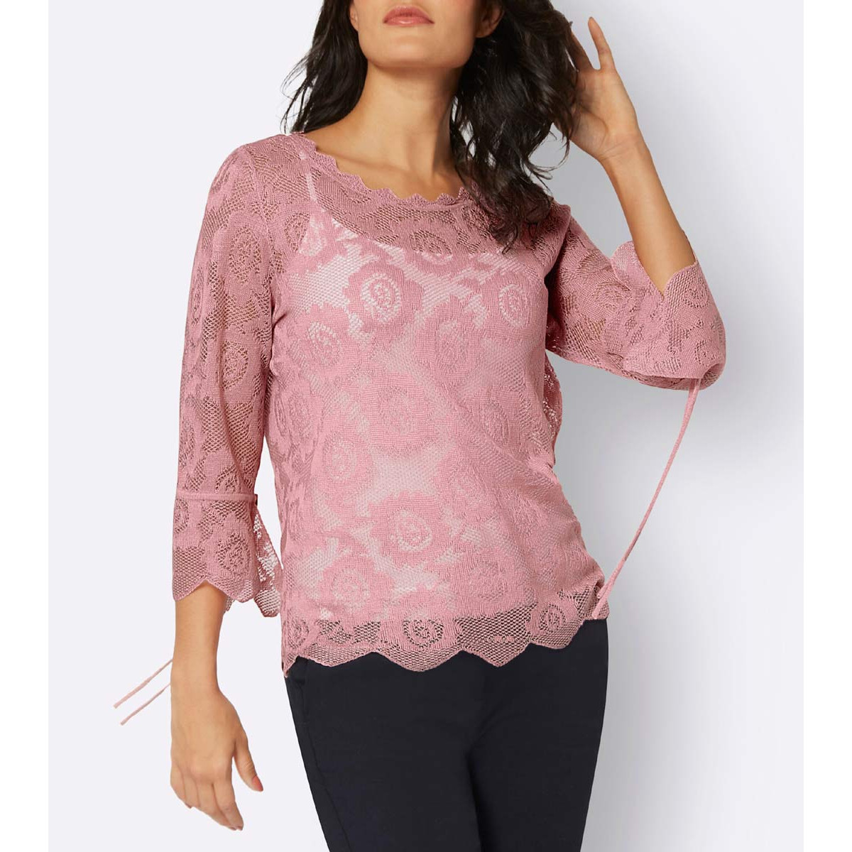 Ajourpullover mit geboten Abschlüssen hortensie