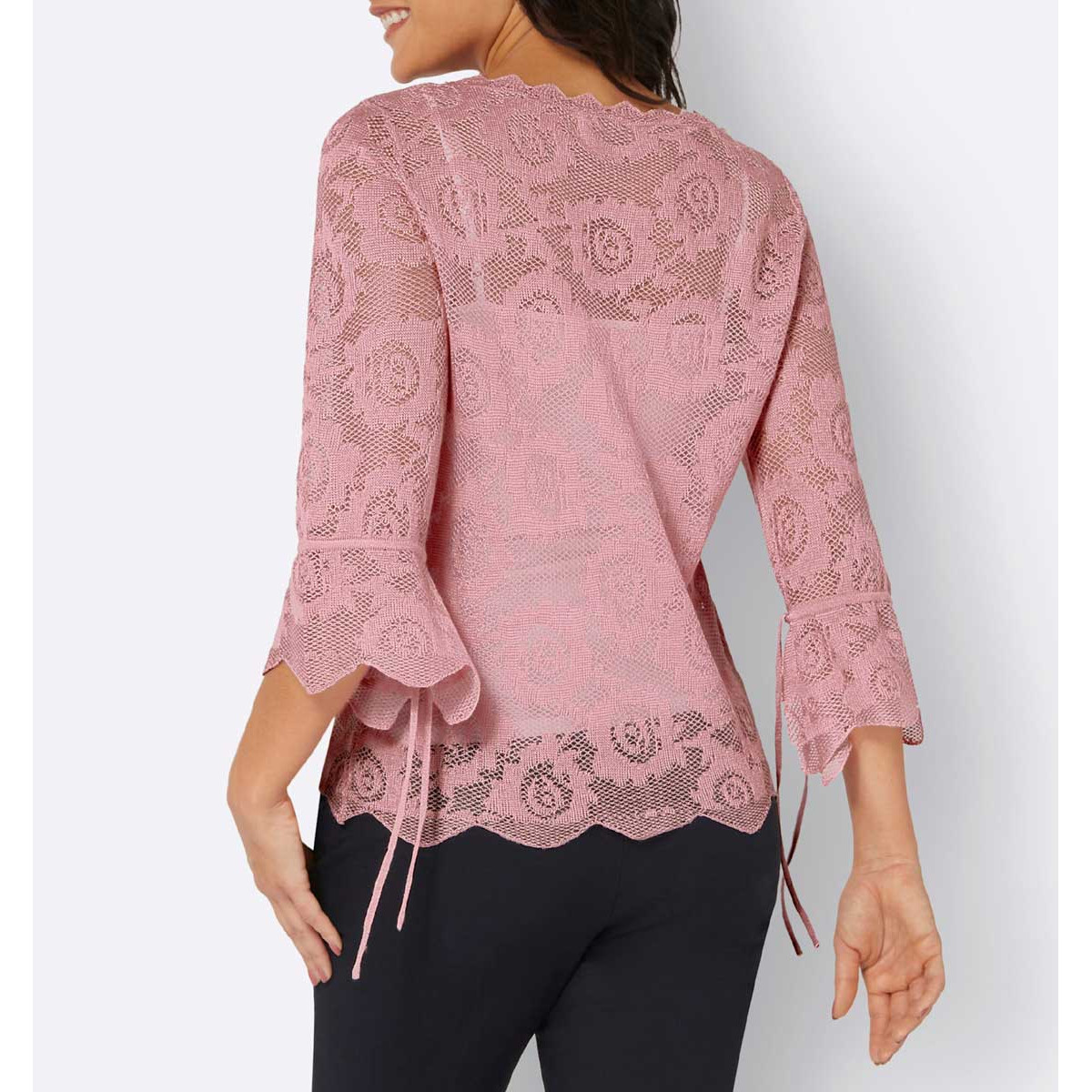 Ajourpullover mit geboten Abschlüssen hortensie