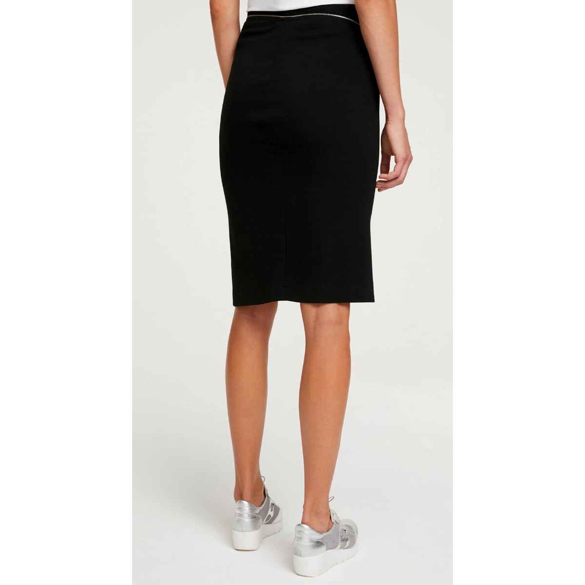 Designer-Stiftrock m. Zipper-Detail schwarz