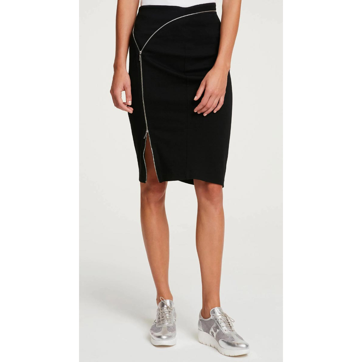 Designer-Stiftrock m. Zipper-Detail schwarz