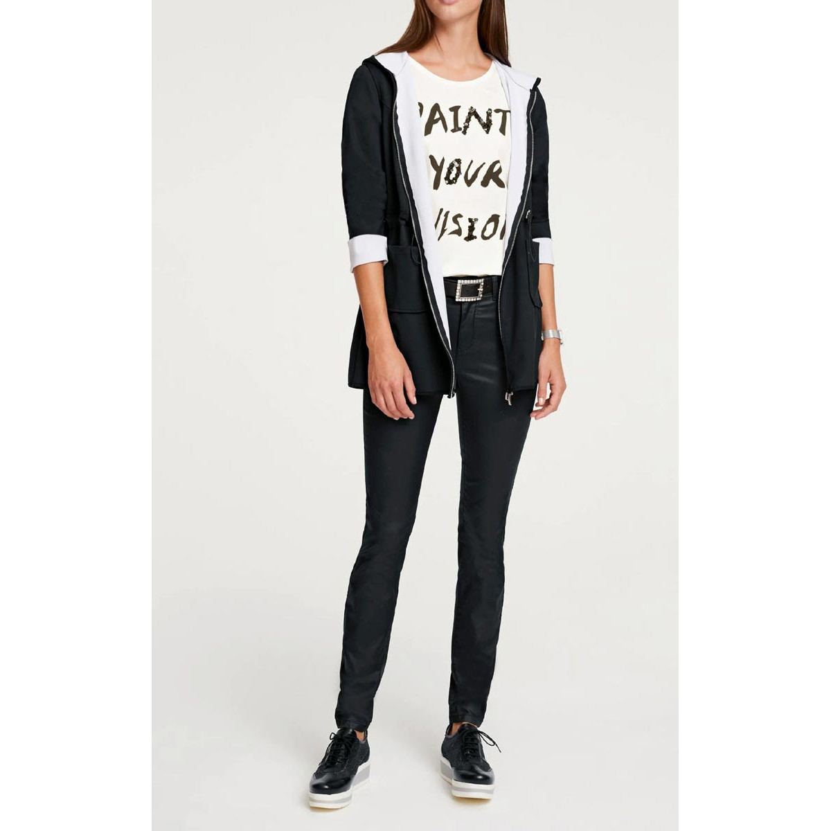 Designer-Jacke m. Kapuze schwarz