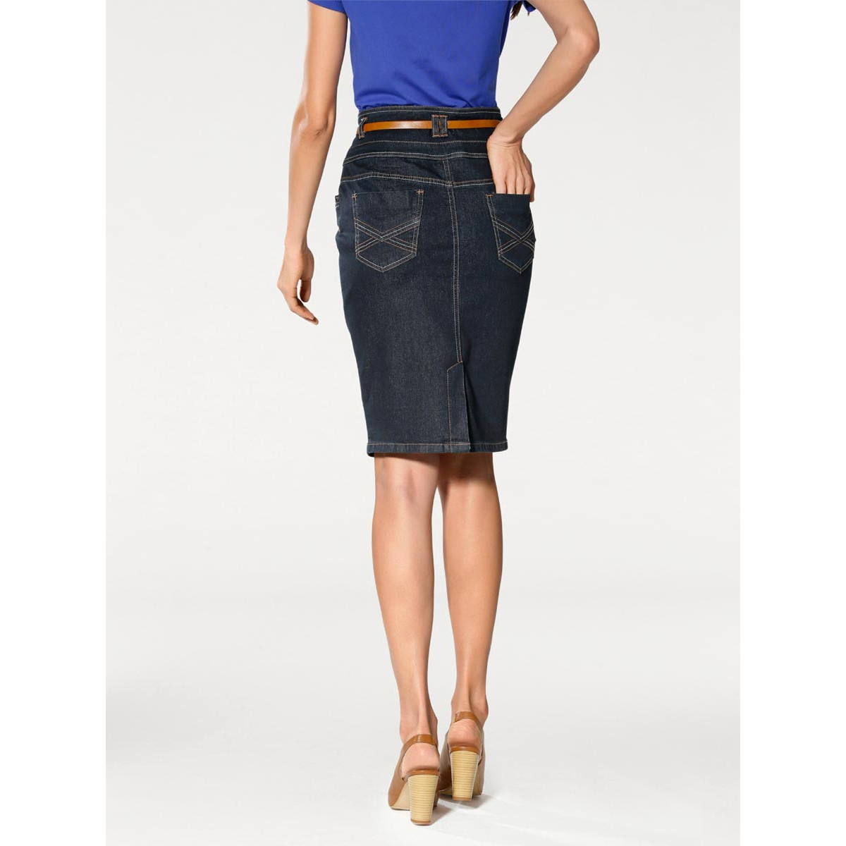Designer-Optimizer-Jeansrock dark-denim