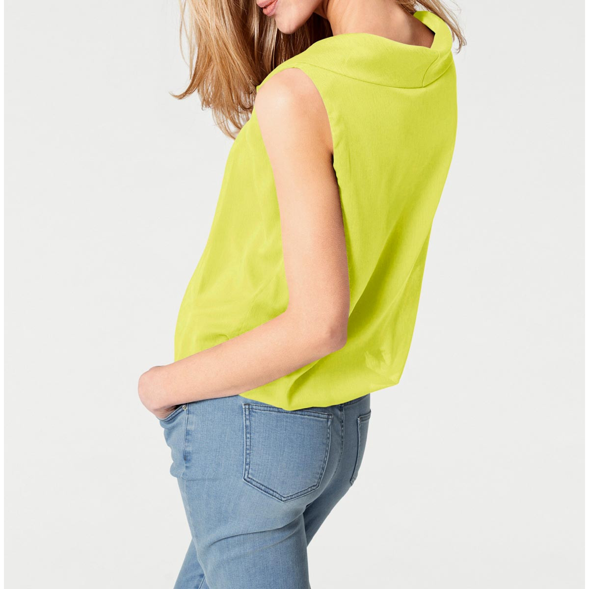Designer-Chiffon-Blusentop neongelb