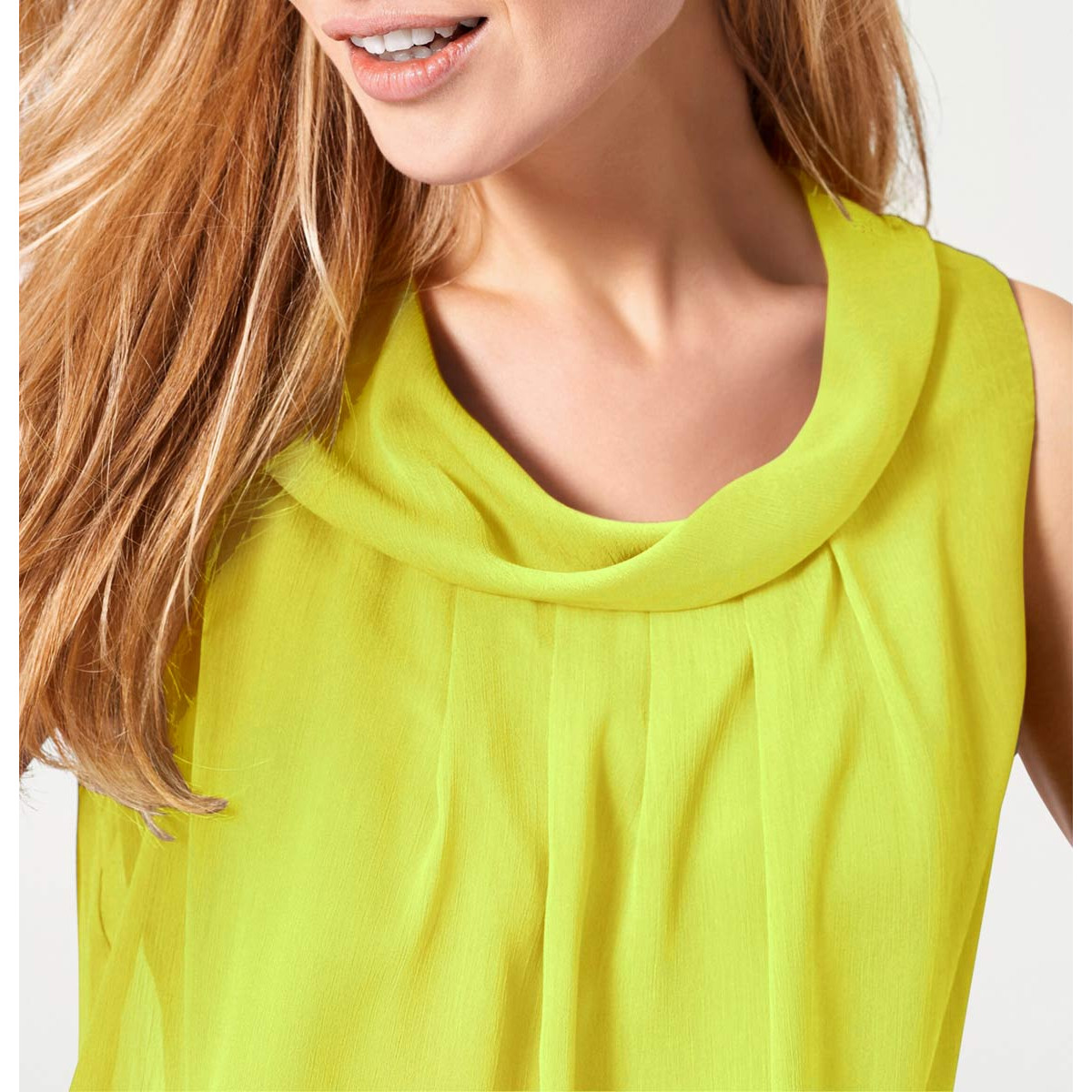 Designer-Chiffon-Blusentop neongelb