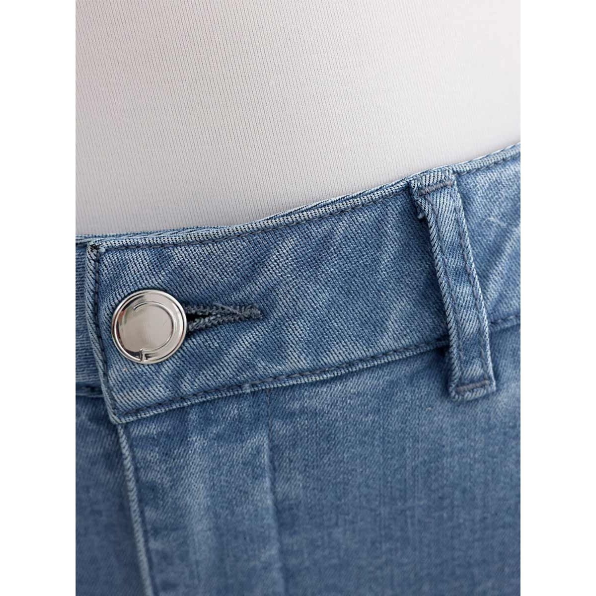 Stretch-Jeans mit seitlichen Biesen blue-bleached