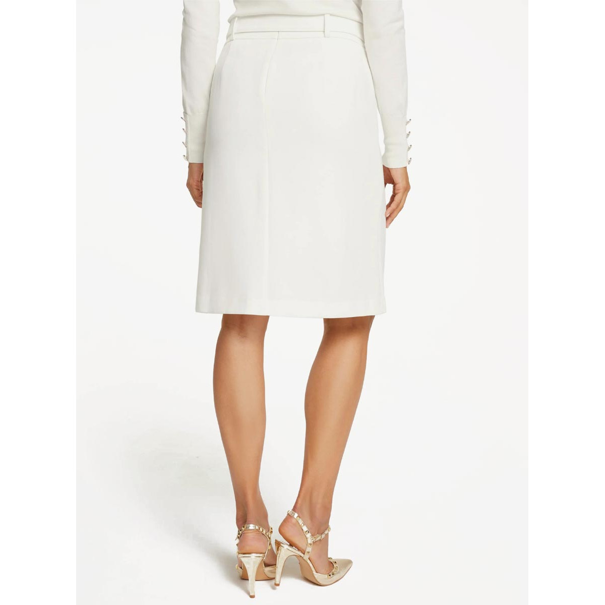 Designer-Bauchweg-Rock m. Gürtel offwhite
