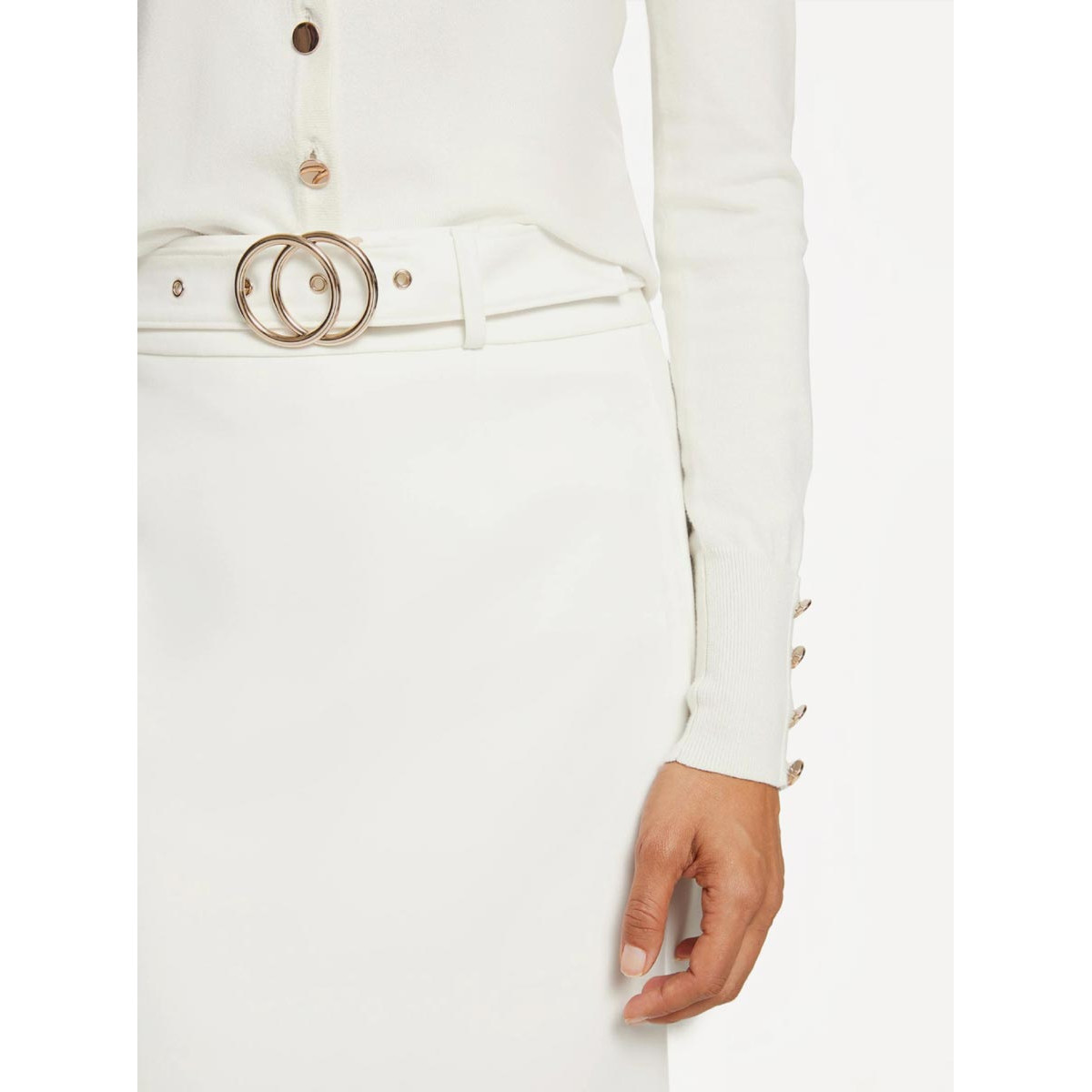 Designer-Bauchweg-Rock m. Gürtel offwhite