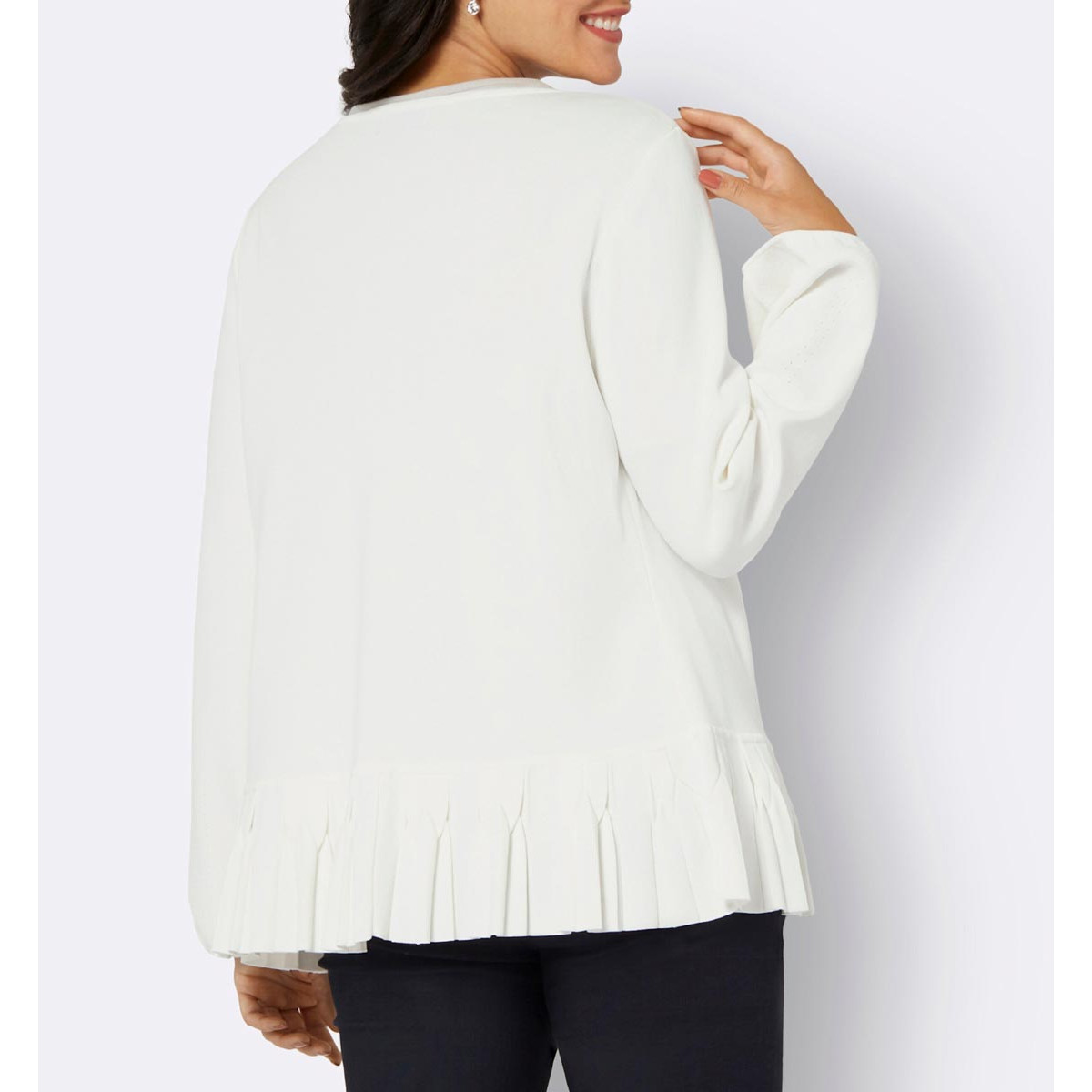 Strickjacke m. Schößchen ecru