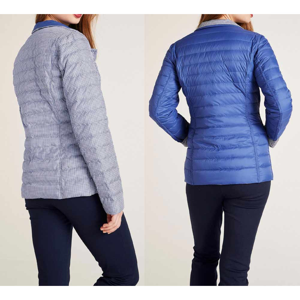 Designer-Wende-Daunenjacke azurblau