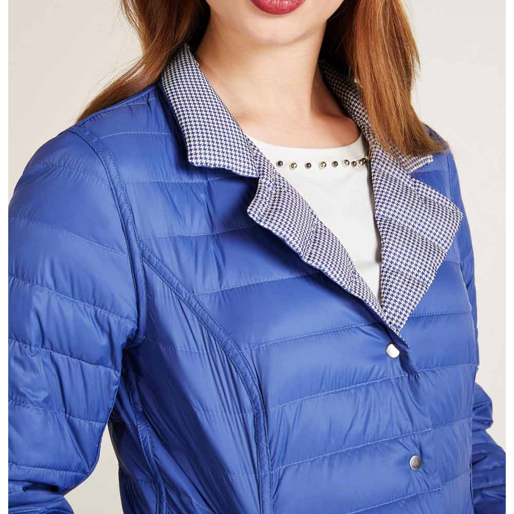 Designer-Wende-Daunenjacke azurblau