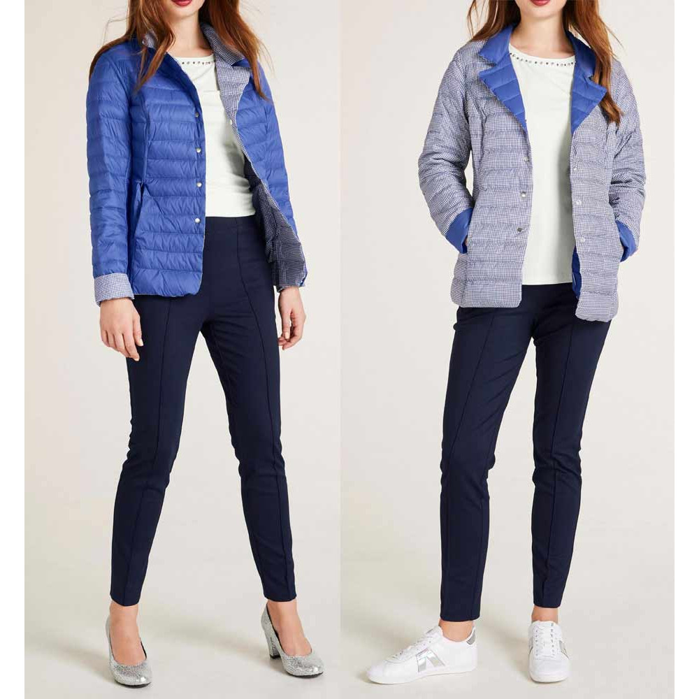 Designer-Wende-Daunenjacke azurblau
