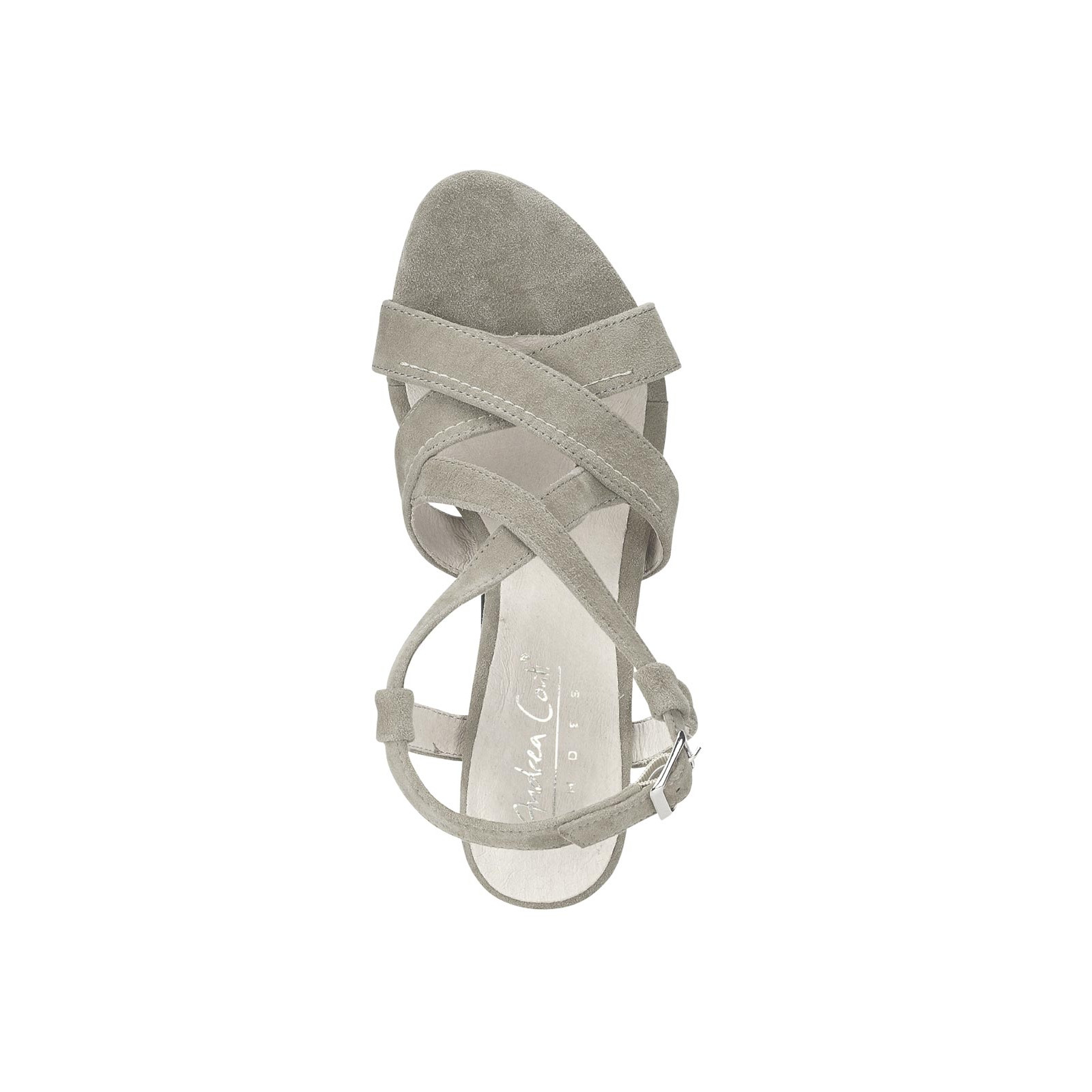 Ziegen-Veloursleder-Sandalette taupe