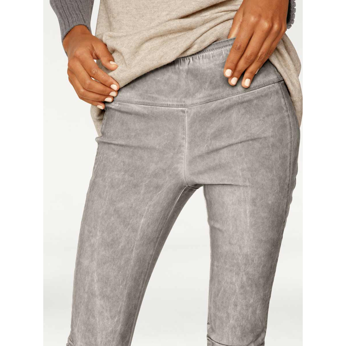 Designer-Skinny-Leggings m. Spitze stein