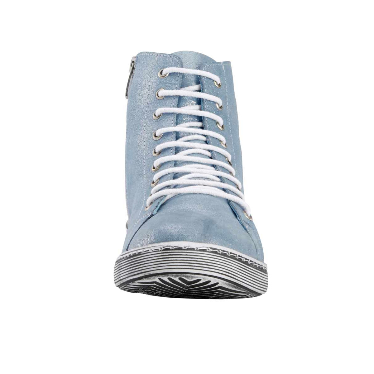 Leder-High-Top-Sneaker hellblau-metallic