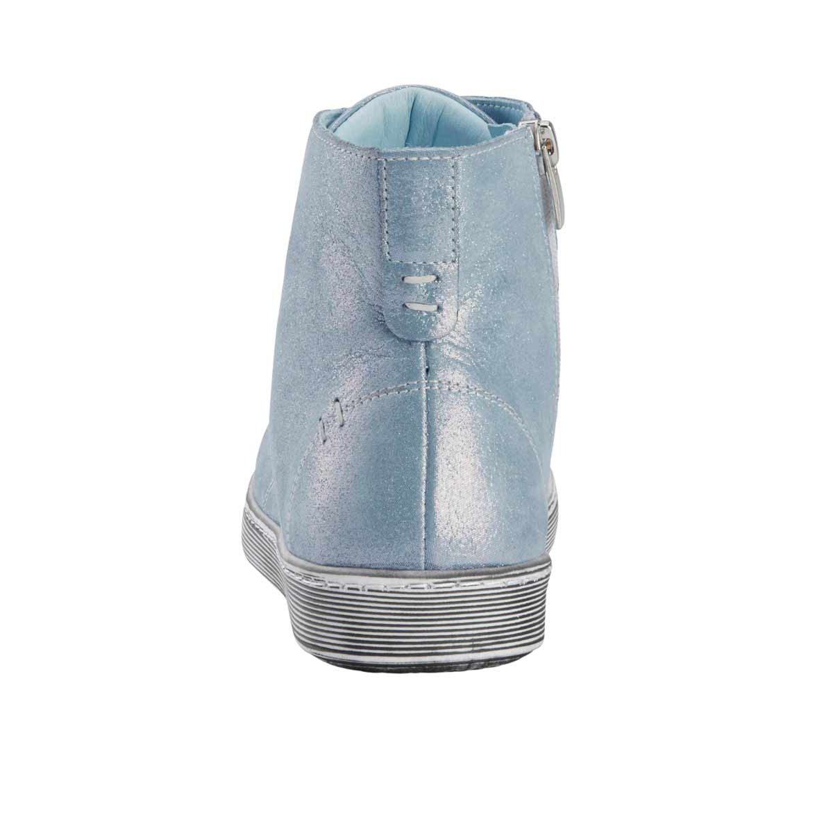 Leder-High-Top-Sneaker hellblau-metallic