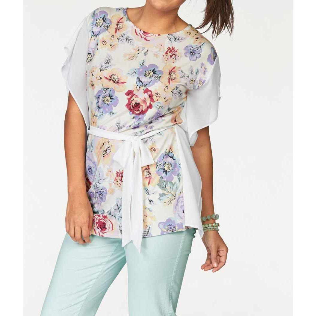 Designer-Tunika-Shirt ecru-bunt