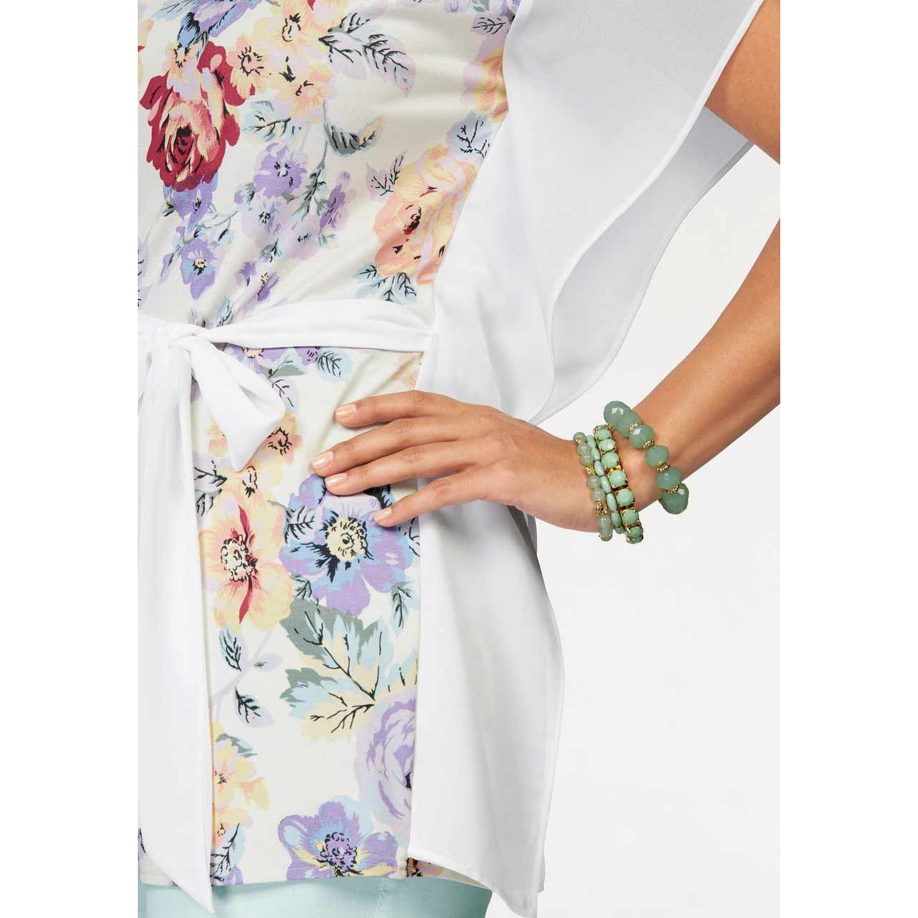 Designer-Tunika-Shirt ecru-bunt