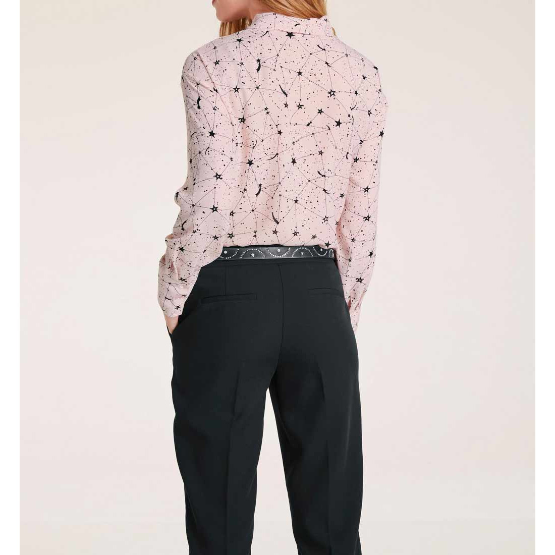 Designer-Druckbluse m. Schluppe rosé