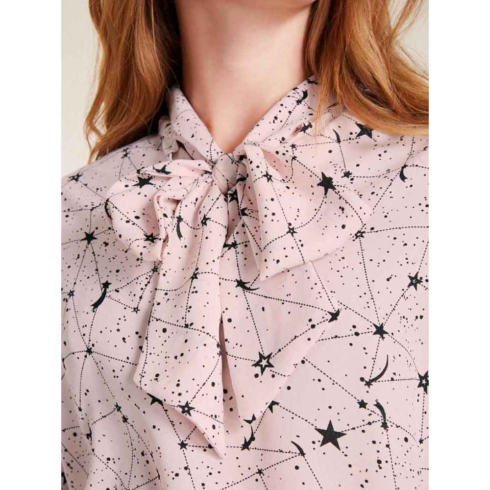 Designer-Druckbluse m. Schluppe rosé