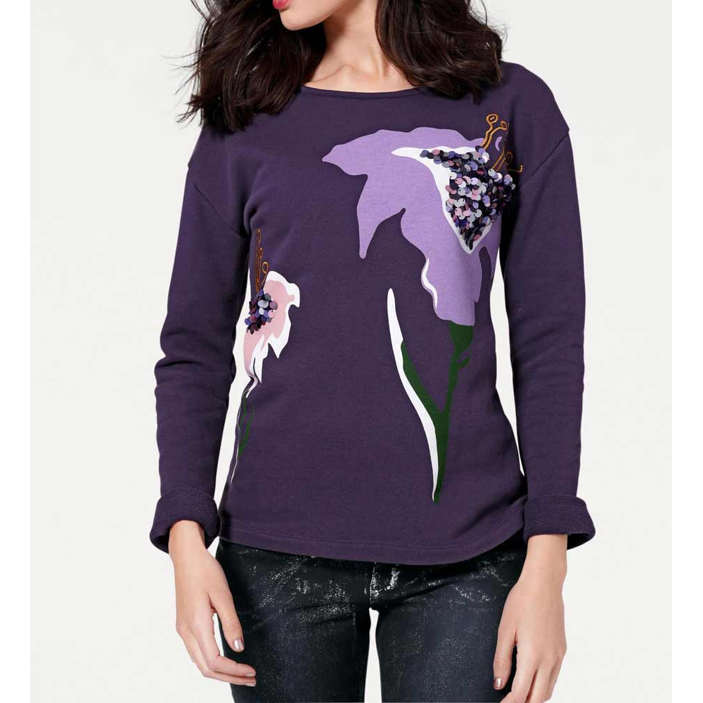 Designer-Sweatshirt m. Pailletten lila