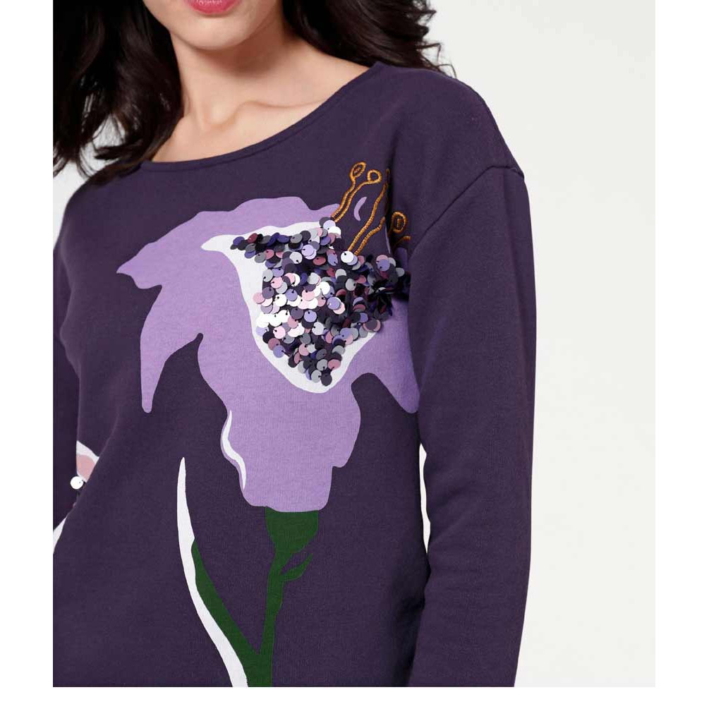 Designer-Sweatshirt m. Pailletten lila