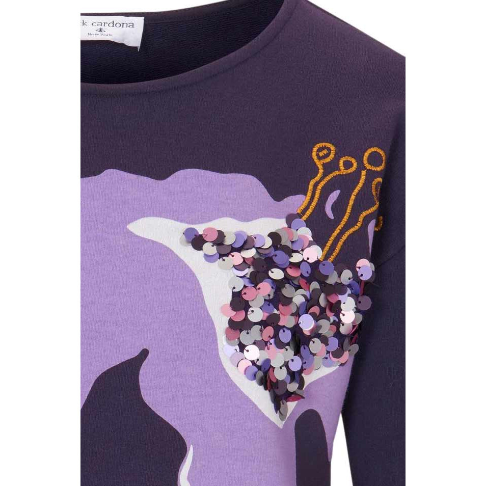 Designer-Sweatshirt m. Pailletten lila