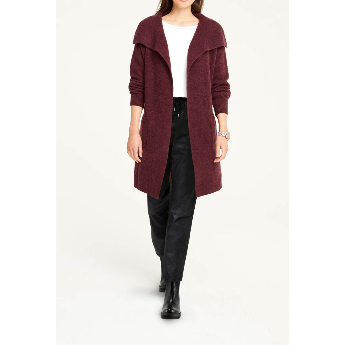 Designer-Kuschel-Longtrickjacke bordeaux